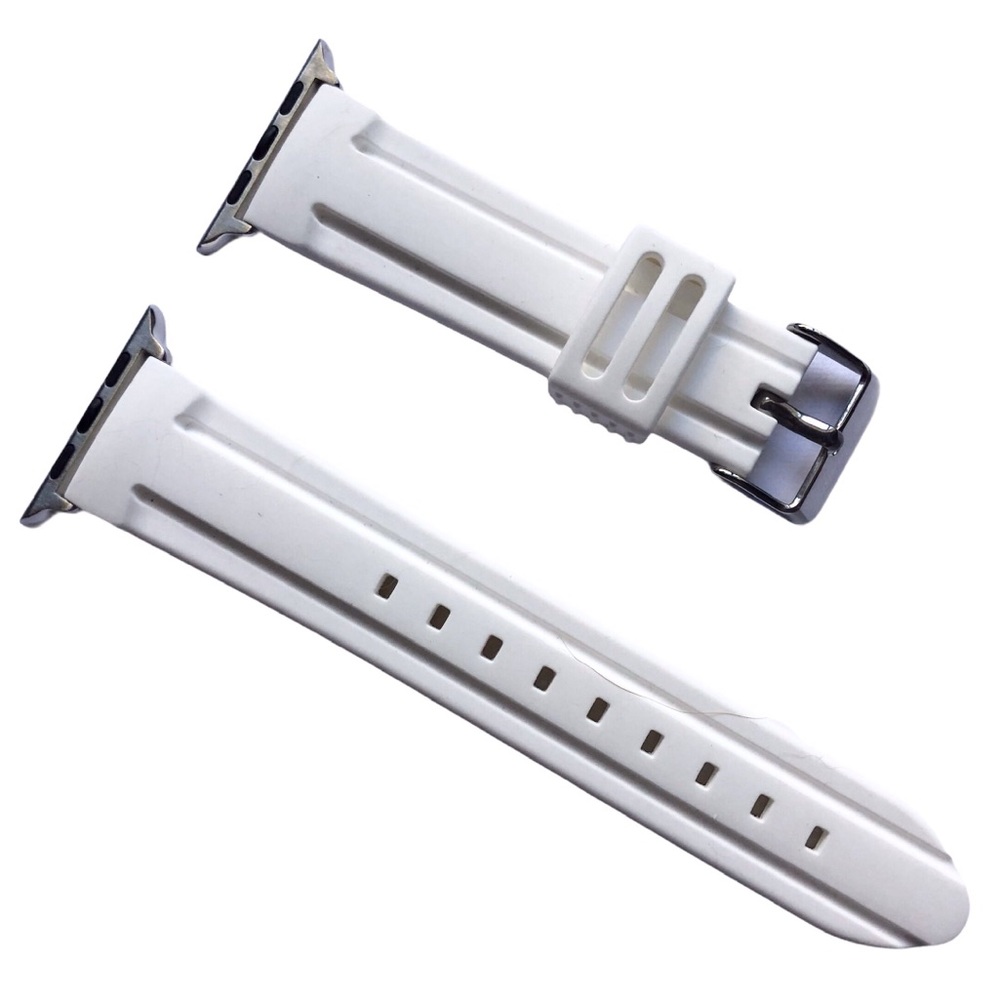 NEW WHITE Silicone Band Buckle Apple Watch Band 44/45mm M